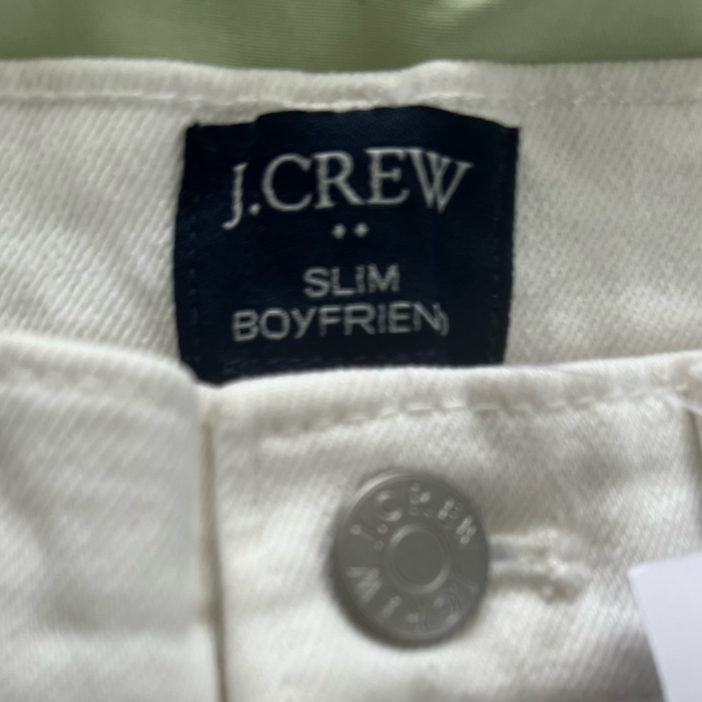 I Crew distressed boyfriend crop white jeans - Picture 5 of 7